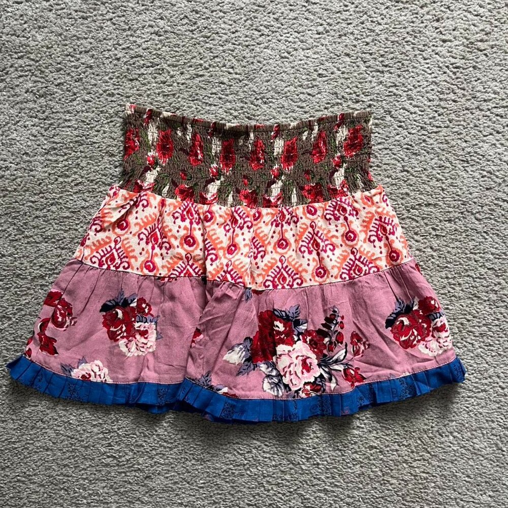 Subdued Floral Mini Ruffle Skirt